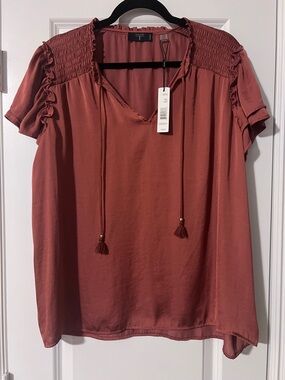 Rust Short-Sleeve Blouse